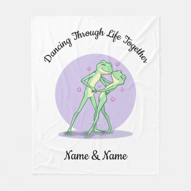 Personalised Frog Couple Fleece Blanket (Front)