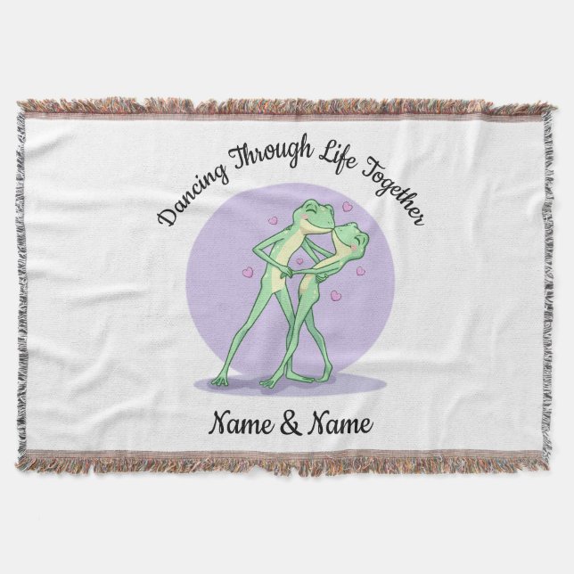 Personalised Frog Couple Throw Blanket (Front)