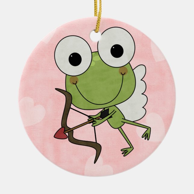 Personalised Frog Cupid Valentine Ornament (Front)
