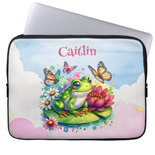 Personalised Frog, Flowers and Butterflies Laptop Sleeve