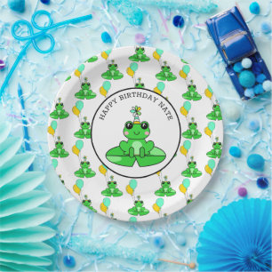 Personalised Frog Happy Birthday Paper Plate