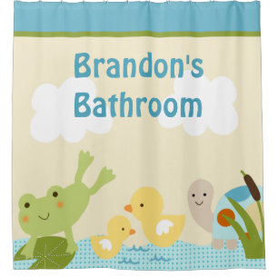Personalised Frog in the Pond Kid's Shower Curtain