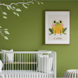 Personalised Frog Nursery Name Wall Art Poster