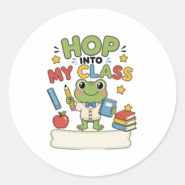 Personalised Frog Teacher Classroom Sticker (Front)