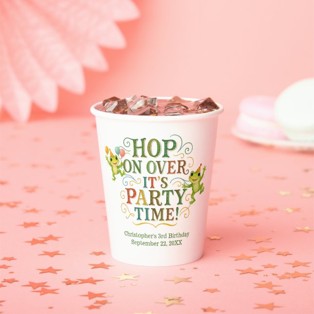 Personalised Frog Toddler Kids Boy Girl Birthday Paper Cups (Insitu)