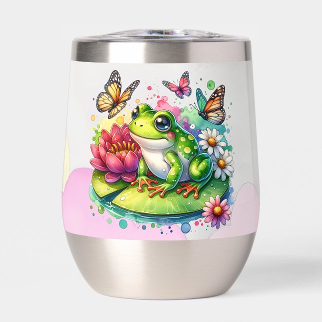 Personalised Frog with Flowers on Lilypad Insulate (Front)