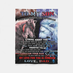 Personalised From Lion Dad To My Wolf Son Fleece Blanket