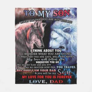 Personalised From Lion Dad To My Wolf Son Fleece Blanket