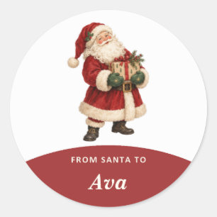 Personalised From Santa Christmas Classic Round Sticker