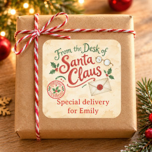 Personalised From Santa North Pole Square Sticker