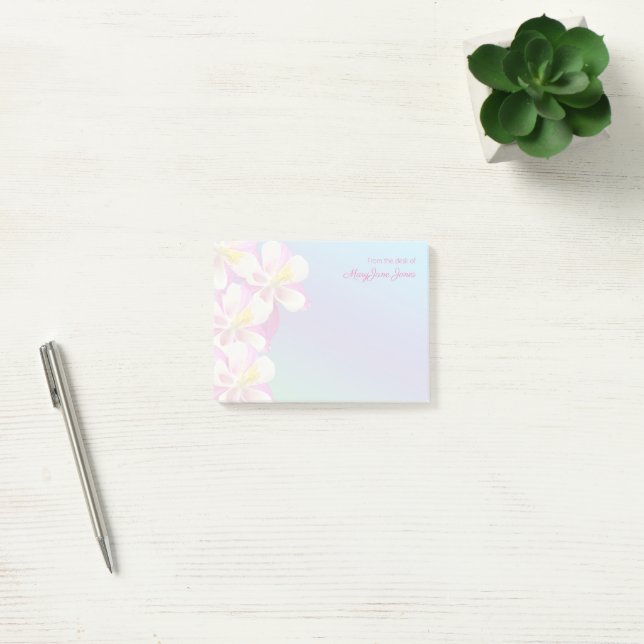 Personalised From the Desk of Columbine Flower Post-it Notes (Office)