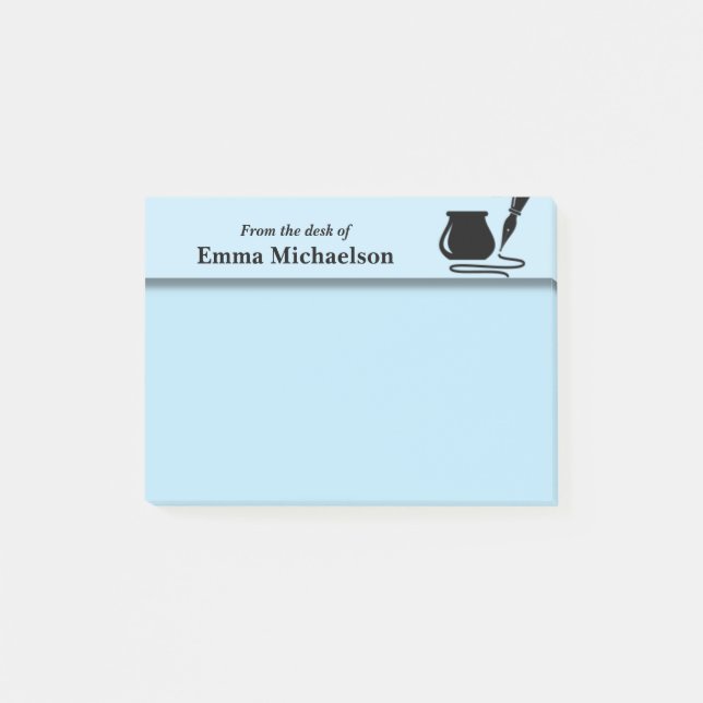 Personalised From the Desk of Office, blue Post-it Notes (Front)