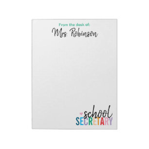 Personalised From the Desk of School Secretary Notepad