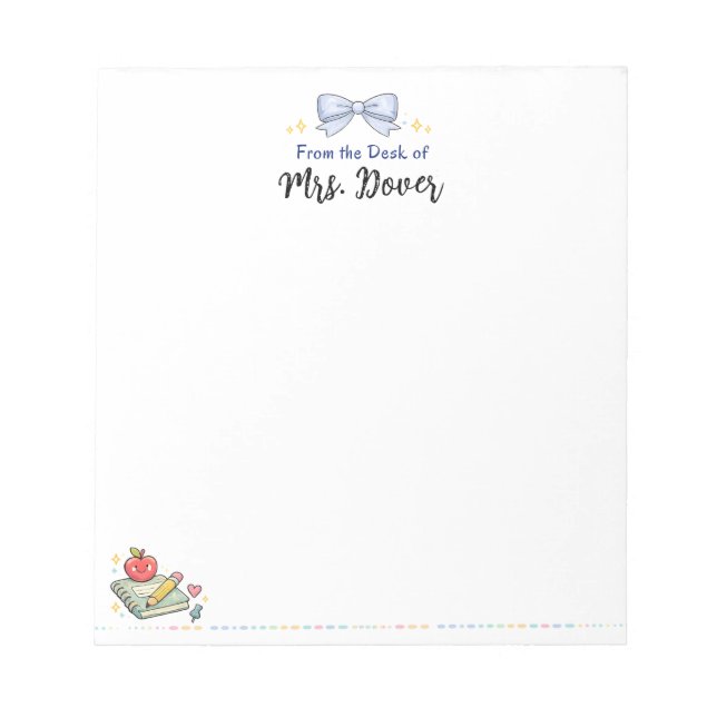 Personalised From the Desk of Teacher Notepad (Front)