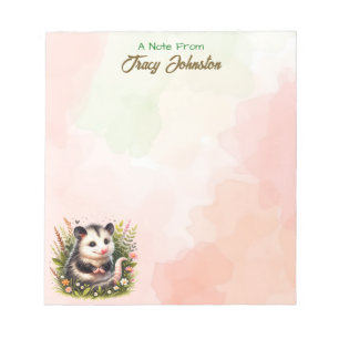 Personalised From the Desk of Watercolor Possum Notepad