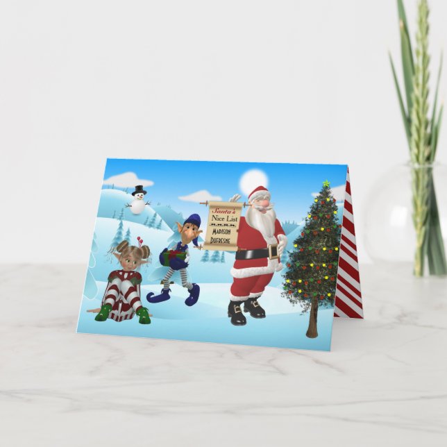 Personalised From The North Pole Santa Christmas Holiday Card (Front)