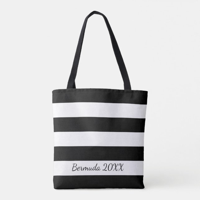 Personalised Front and Back Black Striped Tote (Back)
