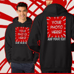 Personalised front and back photo and text hoodie<br><div class="desc">Create your own unique hoodie design with this Personalised front and back black Photo and Text Hoodie template. Make your own stylish and funny gift by adding your custom photos, text and any image, on front and / or back. Choose between thousand font styles and make your own typography design,...</div>