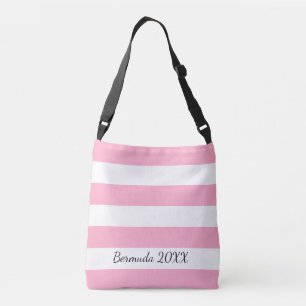 Personalised Front and Back Pink Striped Tote