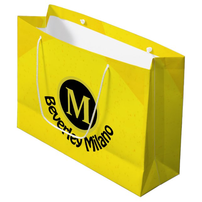 Personalised Front and Back Yellow Gift Bag (Front Angled)