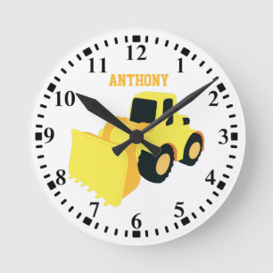 Personalised Front End Loader Construction Truck Round Clock