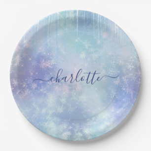 Personalised Frozen Icicles Short Paper Plate