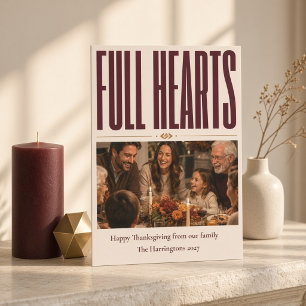 Personalised Full Hearts Thanksgiving Family Photo Holiday Card