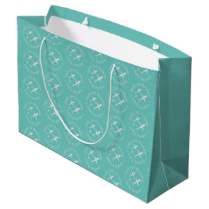 Personalised Fun Aeroplanes on Teal Kids Birthday Large Gift Bag