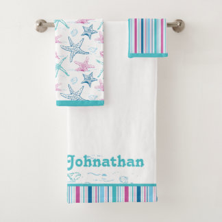 Personalised Fun and Bright Sea Treasures Bath Towel Set