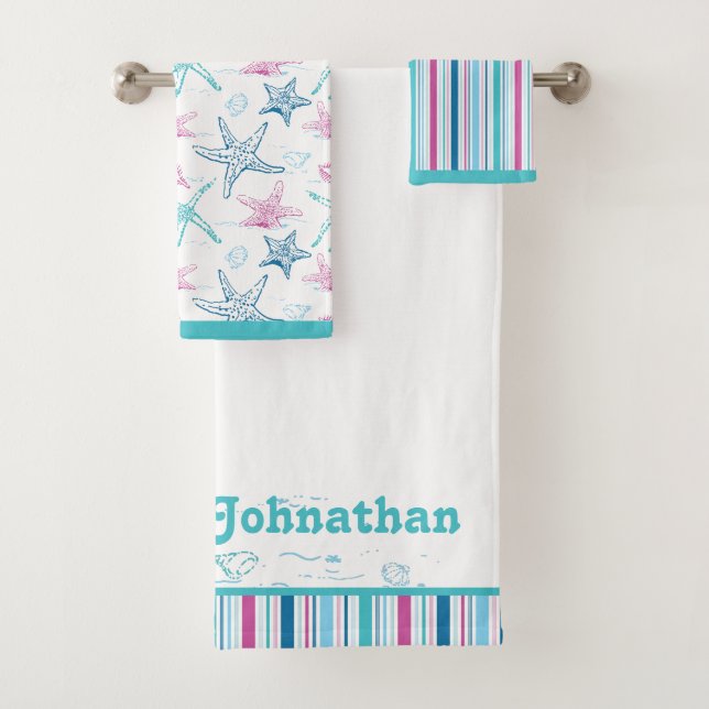 Personalised Fun and Bright Sea Treasures Bath Towel Set (Insitu)