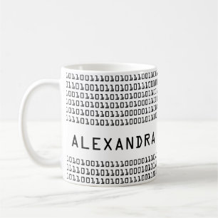 Personalised Fun and Cool Binary Code Pattern Coffee Mug