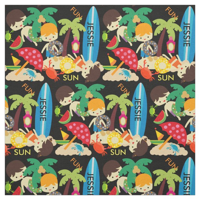 Personalised Fun at the Beach Fabric (Swatch)