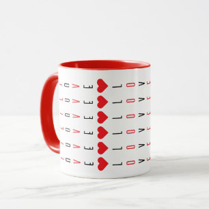 Personalised Fun Black, Red Love and Heart Pattern Mug
