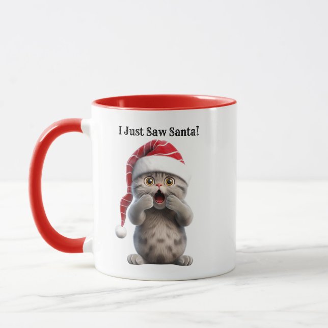 Personalised Fun Cat Christmas Mug (Left)