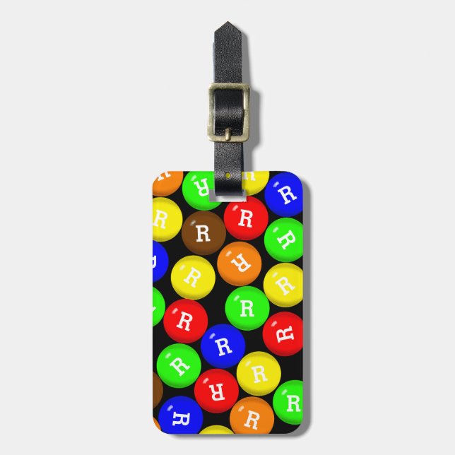 Personalised Fun Colourful Candy Coated Chocolates Luggage Tag (Front Vertical)