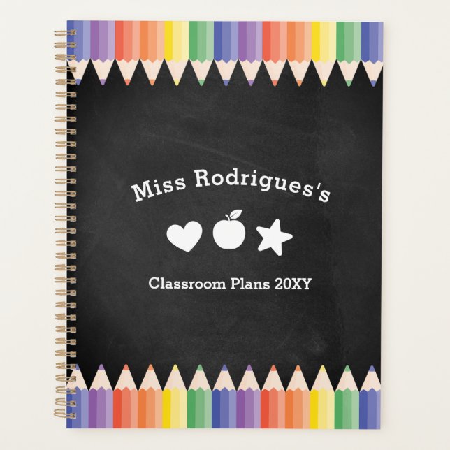 Personalised Fun Colourful Teacher Classroom Planner (Front)