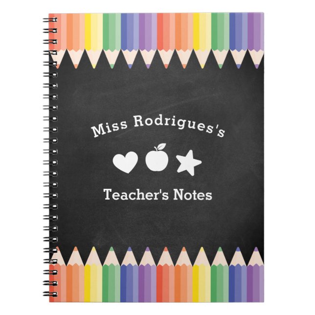 Personalised Fun Colourful Teacher Notes Notebook (Front)