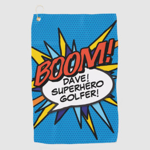 Personalised Fun Comic Book BOOM Golf Towel