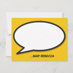 Personalised Fun Comic Book Speech Bubble Card