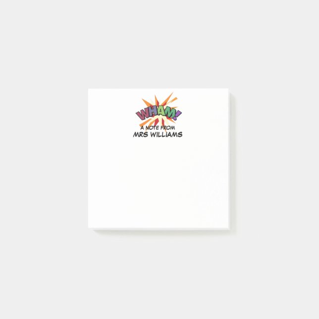 Personalised Fun Comic Book WHAM Simple Post-it Notes (Front)