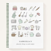 Personalised Fun Cooking Icons Recipe Notebook