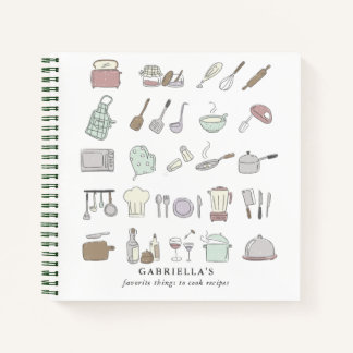 Personalised Fun Cooking Icons Recipe Notebook