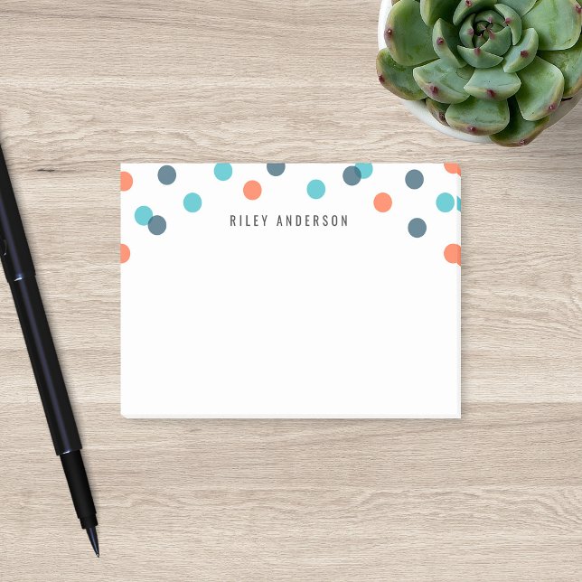 Personalised Fun Dark Blue Orange Confetti Post-it Notes (Creator Uploaded)