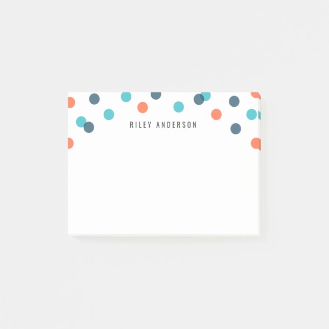 Personalised Fun Dark Blue Orange Confetti Post-it Notes (Front)