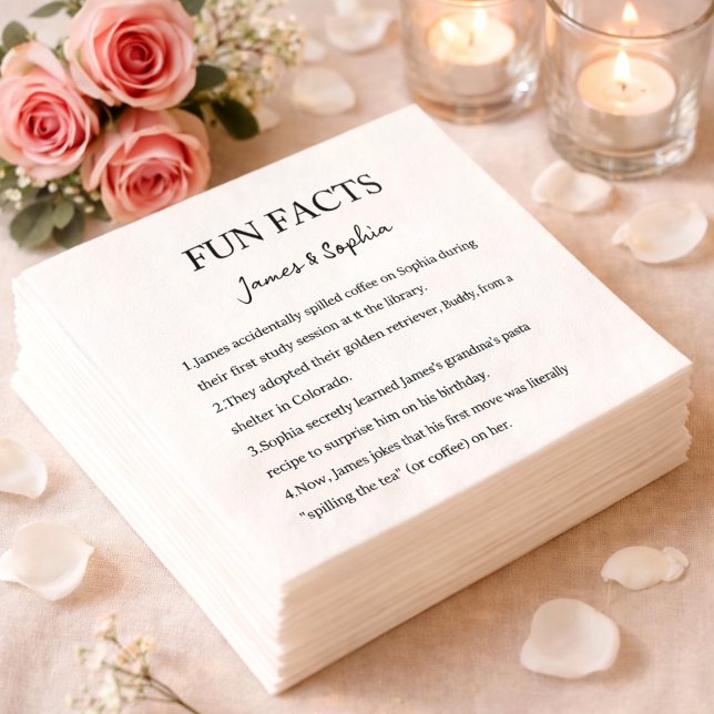 Personalised Fun Facts Wedding Napkins Couple (Creator Uploaded)
