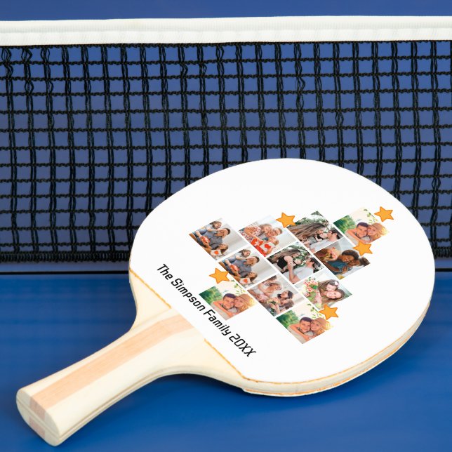 Personalised Fun Family Christmas 11 Photo Collage Ping Pong Paddle (Insitu)