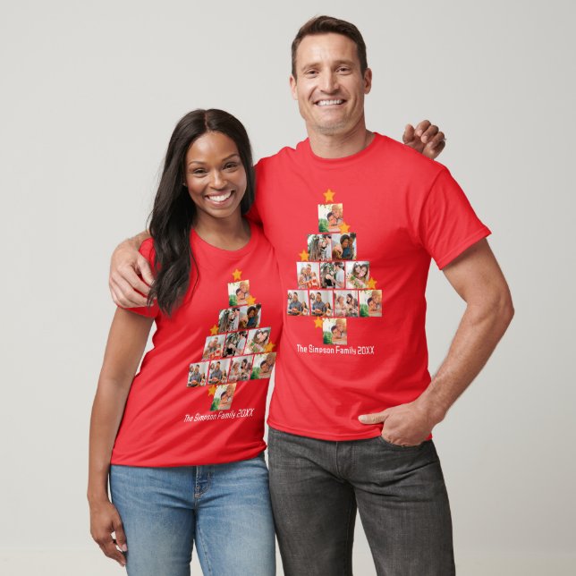 Personalised Fun Family Christmas 11 Photo Collage T-Shirt (Unisex)