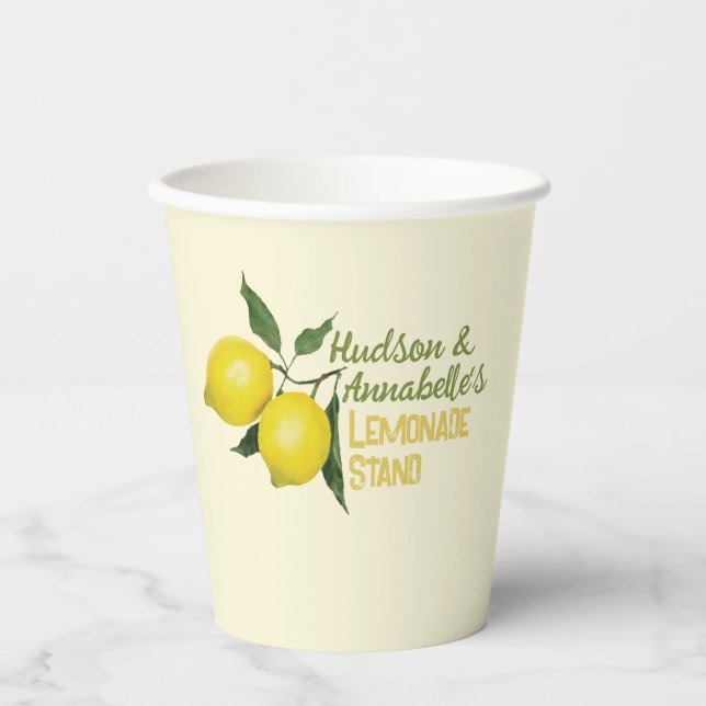 Personalised Fun Kids Lemonade Stand Paper Cups (Front)