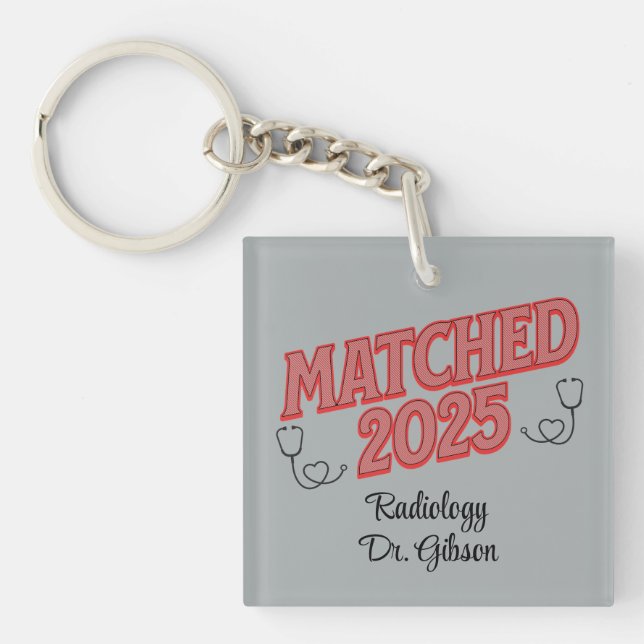 Personalised Fun Matched 2025 Residency Speciality Key Ring (Front)