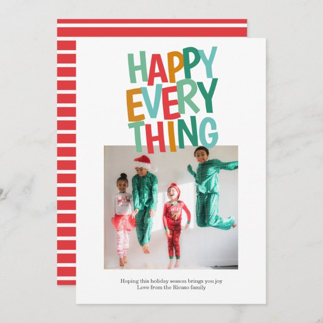Personalised Fun Photo Happy Everything Christmas Holiday Card (Front/Back)